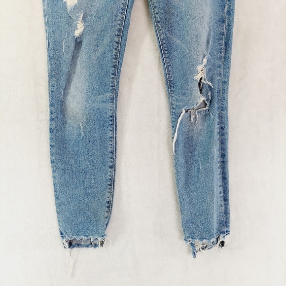 Lucky Brand Blue Mid-Rise Destroyed Cut-Off Skinny Jeans 2516 - Picture 2 of 10